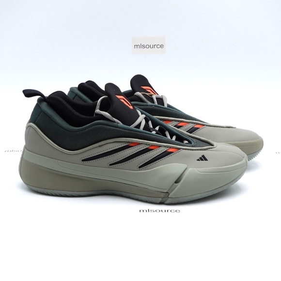 NEW adidas Dame 9 Basketball Shoes Men\'s JI1939 Silver Pebble/Legend Ivy/Orange main image 10